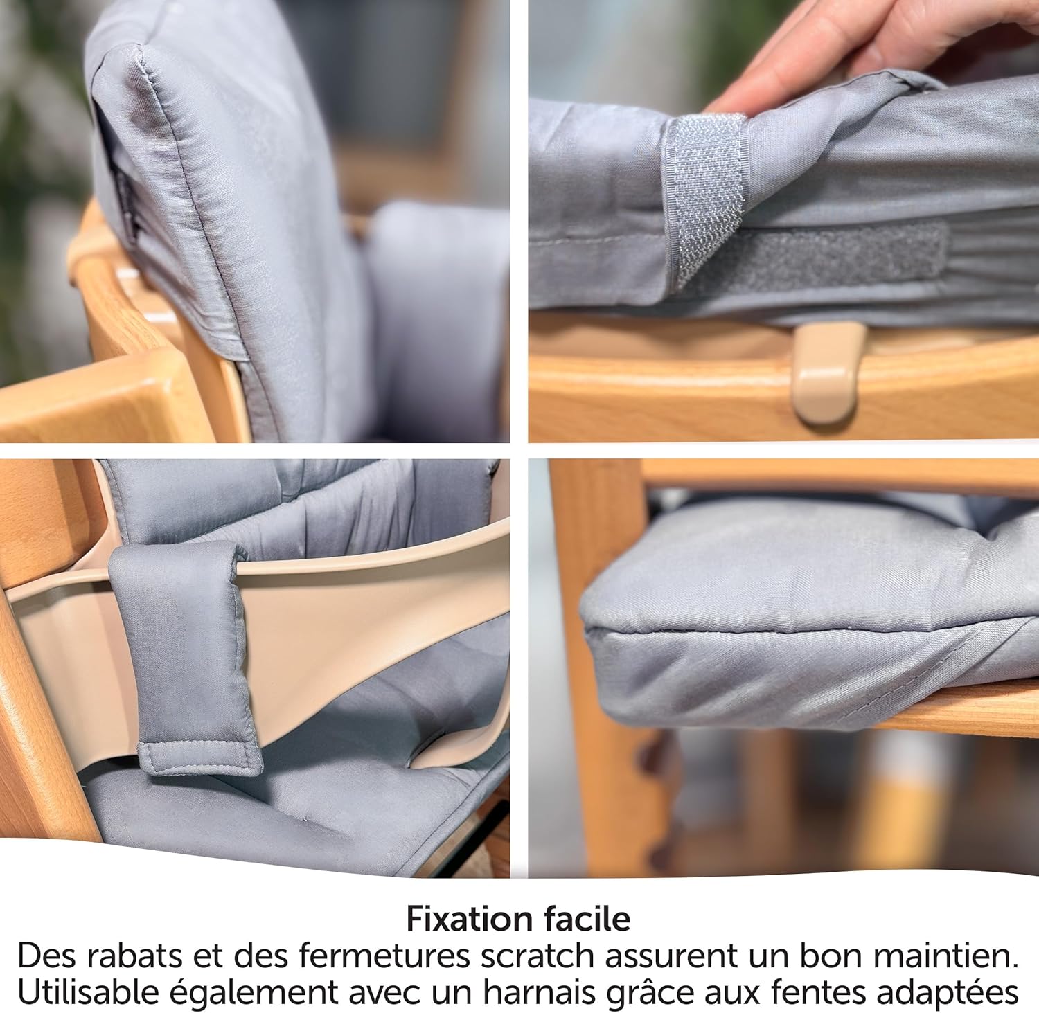 Detalle de LaLoona Coussin Chaise Haute Bébé pour Stokke Tripp Trapp – Assise Bebe 2 Pièces, Gris