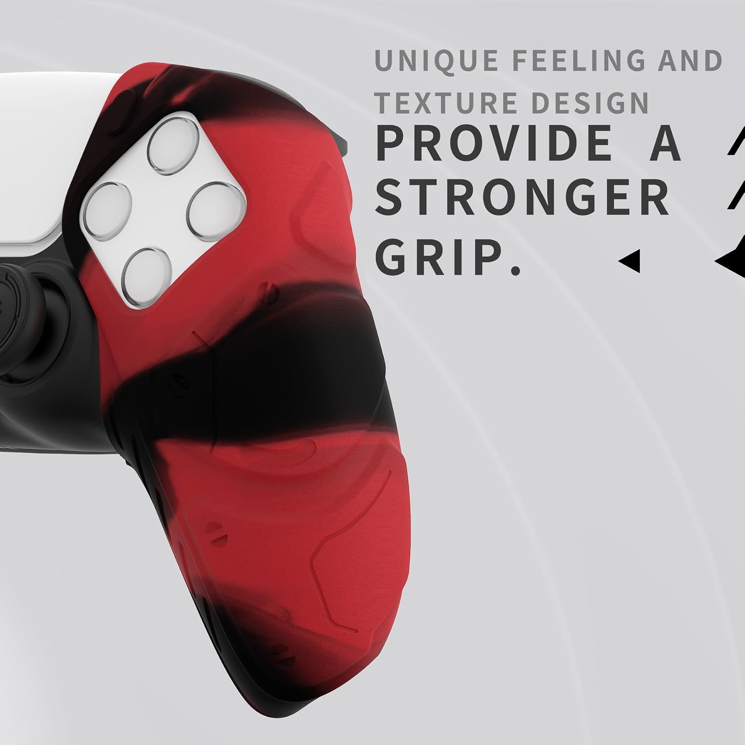 Detalle 2 de PlayVital Mecha Edition Red Black Ergonomic Silicone Case for PS5 Controller