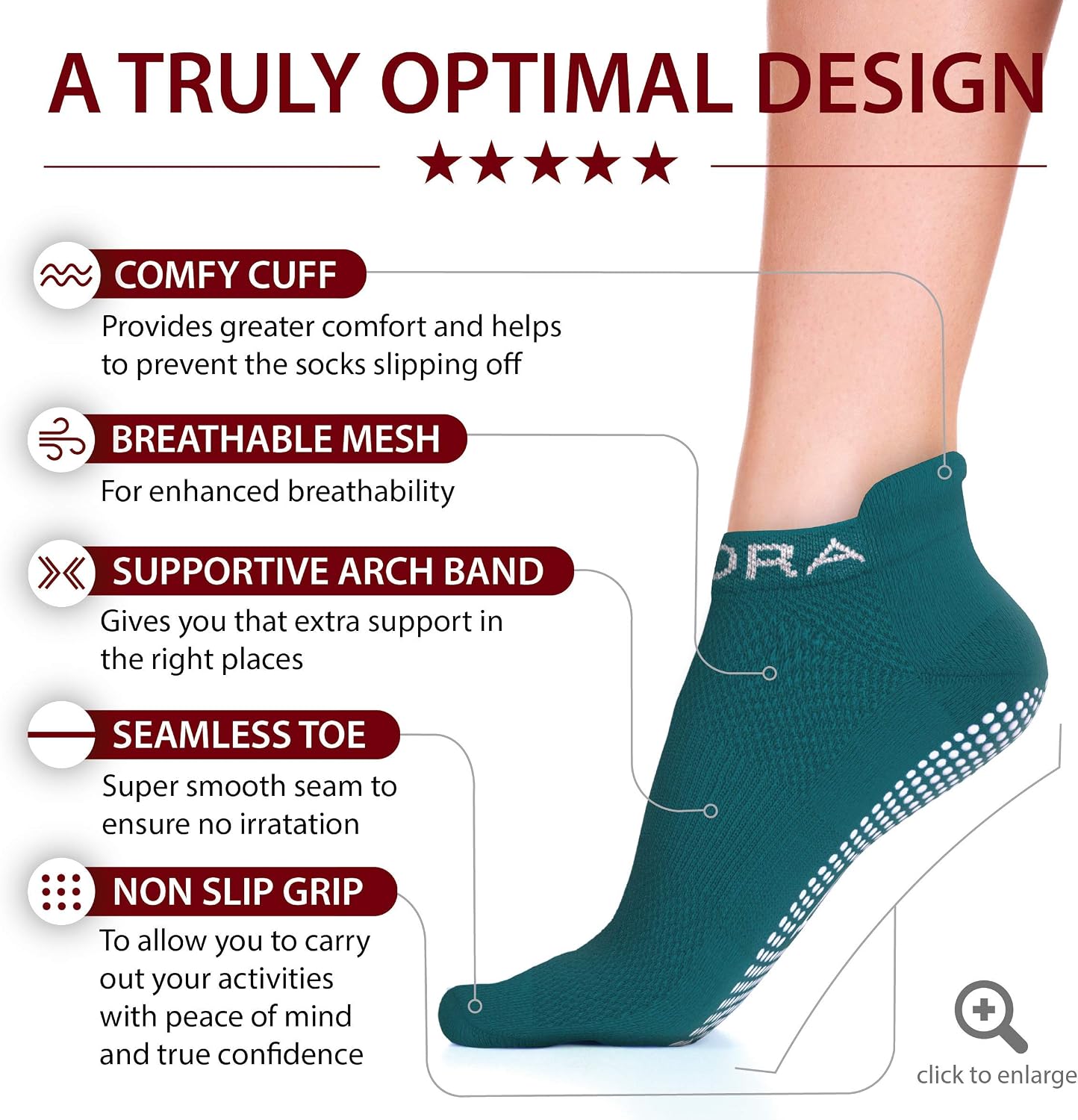 Thumbnail 2 de Rymora Non Slip Grip Socks (2 Pairs) – Ideal for Yoga, Pilates and More