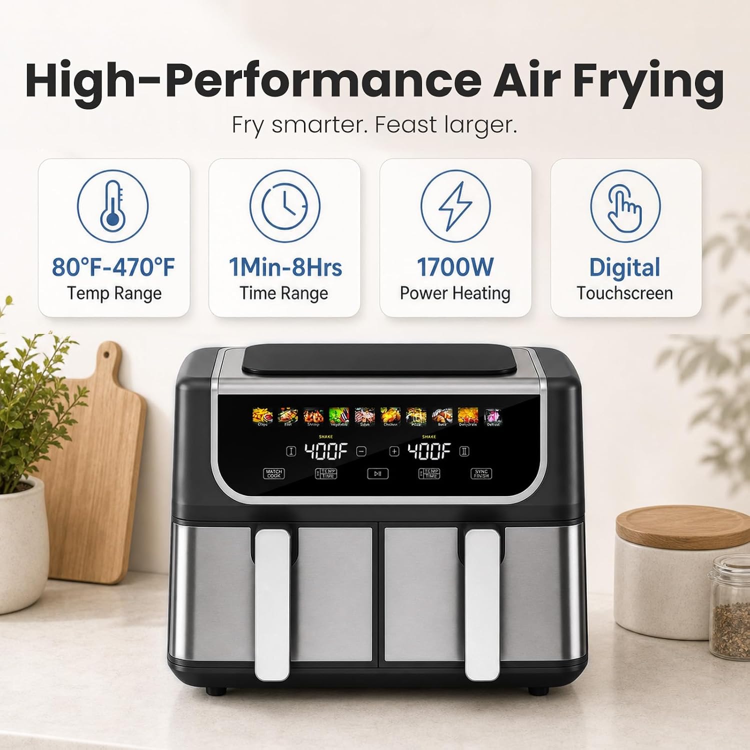 Thumbnail 2 de OLIXIS Dual-Basket Air Fryer, 9.5-Quart