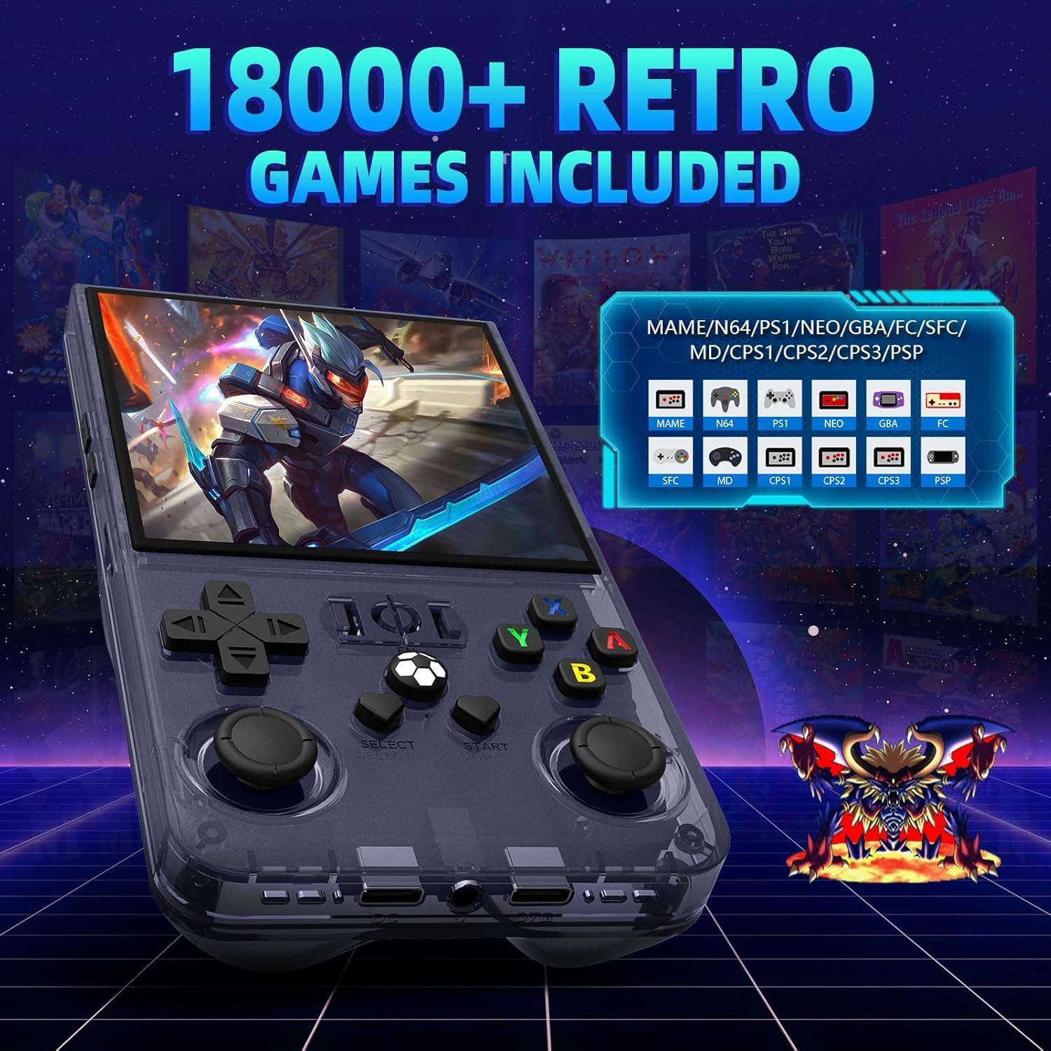 Detalle de Retro Handheld Game Console R36MAX – 64 GB Speicherung, 4,0 Zoll IPS-HD Display, 4000 mAh Akku, 30+ Mainstream-Emulatoren