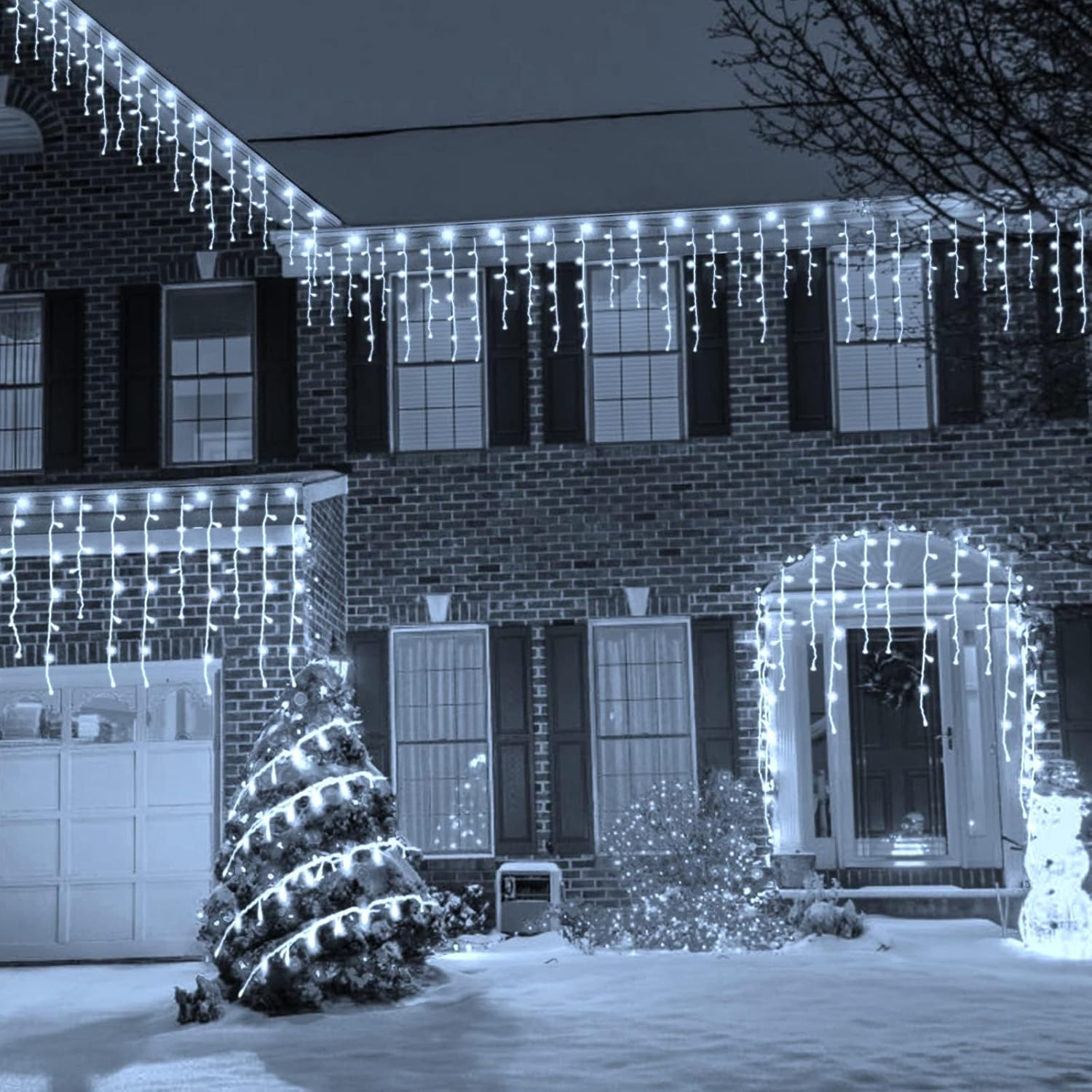 Detalle 1 de HOSPAOP YL400C-31 ijspegelverlichting, 10 m, 400 witte leds en 8 lichtstanden