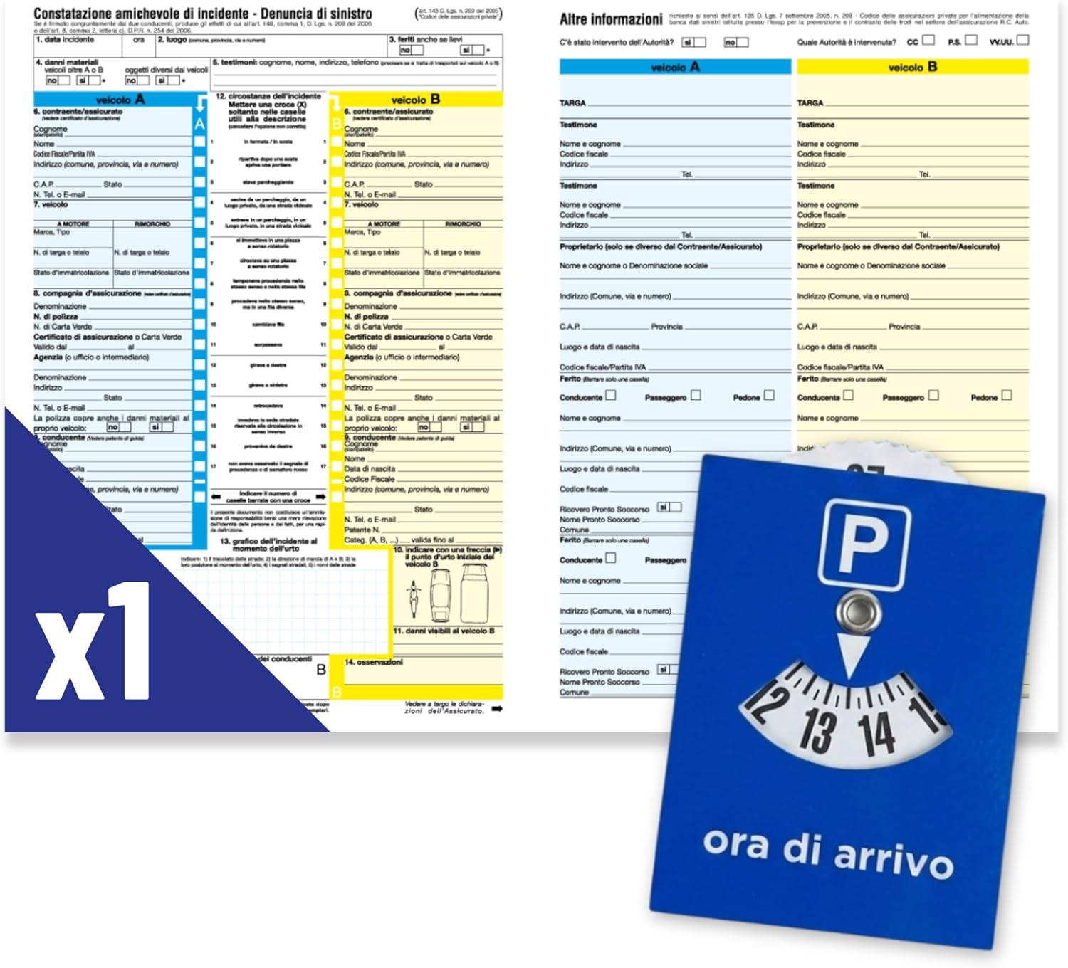 Thumbnail 6 de Clikeaze Constatazione Amichevole di Incidente CAI – x3 Moduli, 4 Copie Autoricalcanti ciascuno