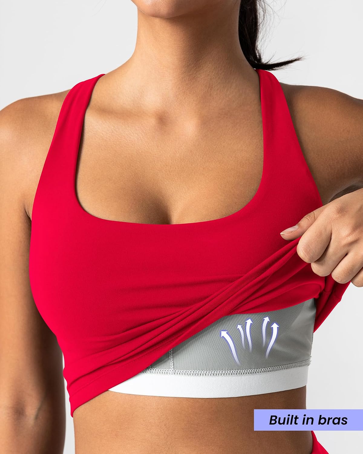 Detalle 2 de BareLuxe QKCA250806BR Longline Sports Bra, Square Neck, Light Support