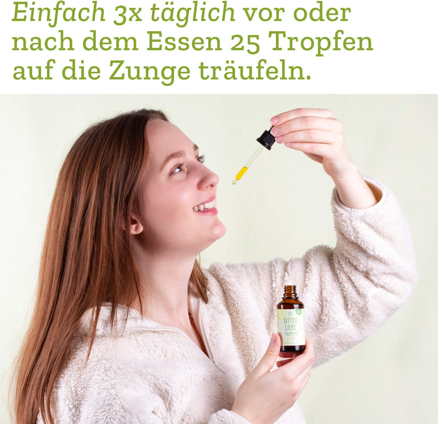 Detalle de BitterLiebe Bittertropfen ohne Alkohol – vegan, made in Germany, inspiriert von Hildegard von Bingen