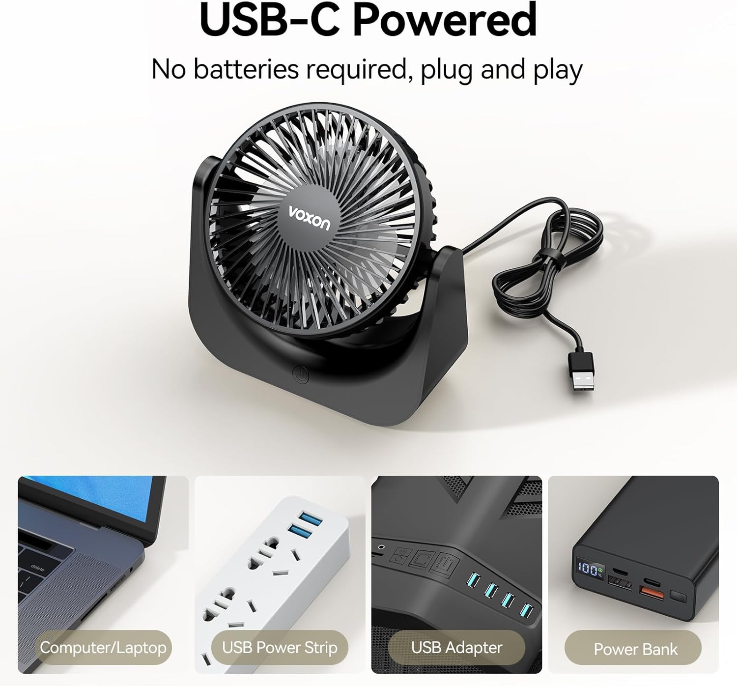 Thumbnail 5 de VOXON USB Desk Fan 5-speed 5.5in