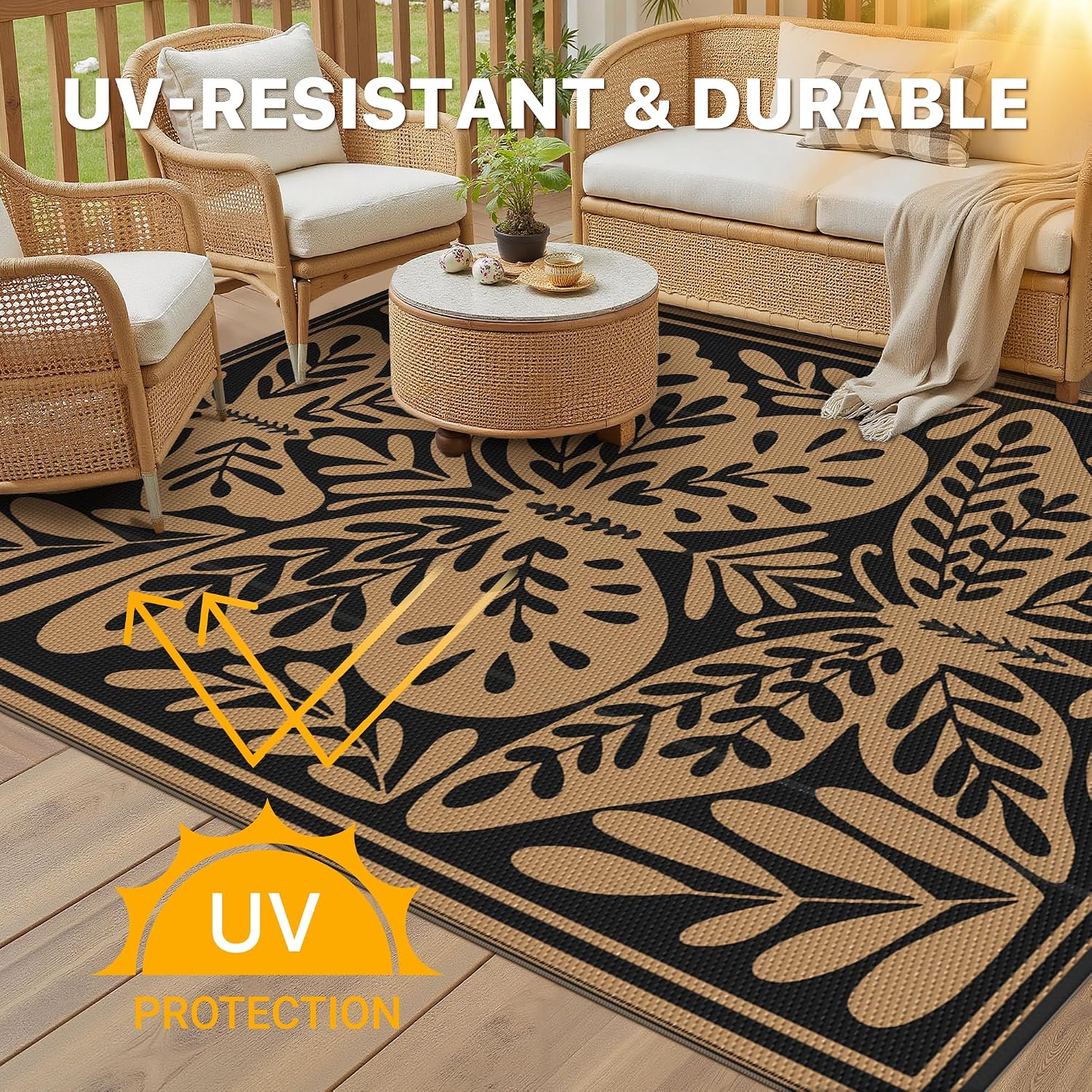 Thumbnail 3 de GENIMO Outdoor Rug 150x240cm – Butterfly Pattern, Waterproof and Reversible
