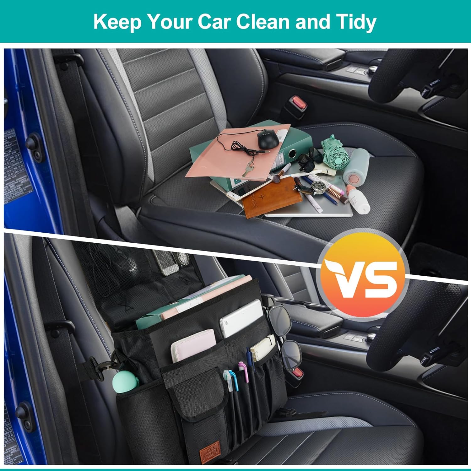 Thumbnail 4 de Eurhomewit Autositz Organizer Vordersitz 2 in 1 – Laptopfach, Schwarz