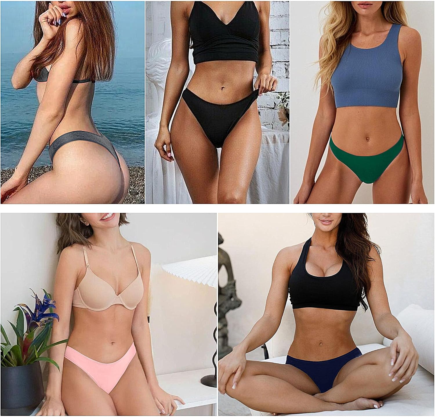 Detalle de Lakpoau Baumwoll-String-Tanga für Damen im 6er-Set (S–XL)