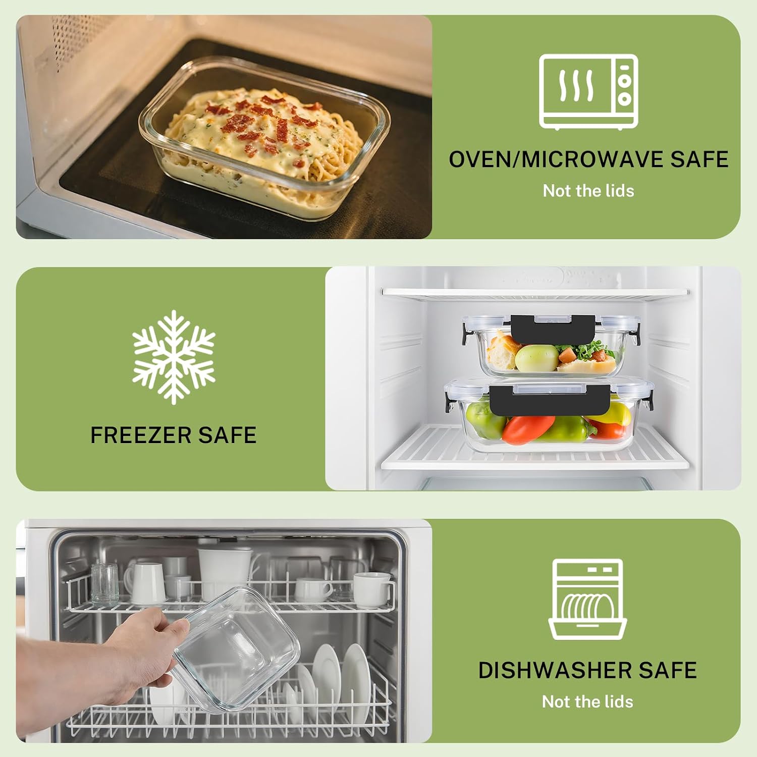 Detalle 2 de Borosilicate Glass Meal Prep Containers 8-pack 🍱
