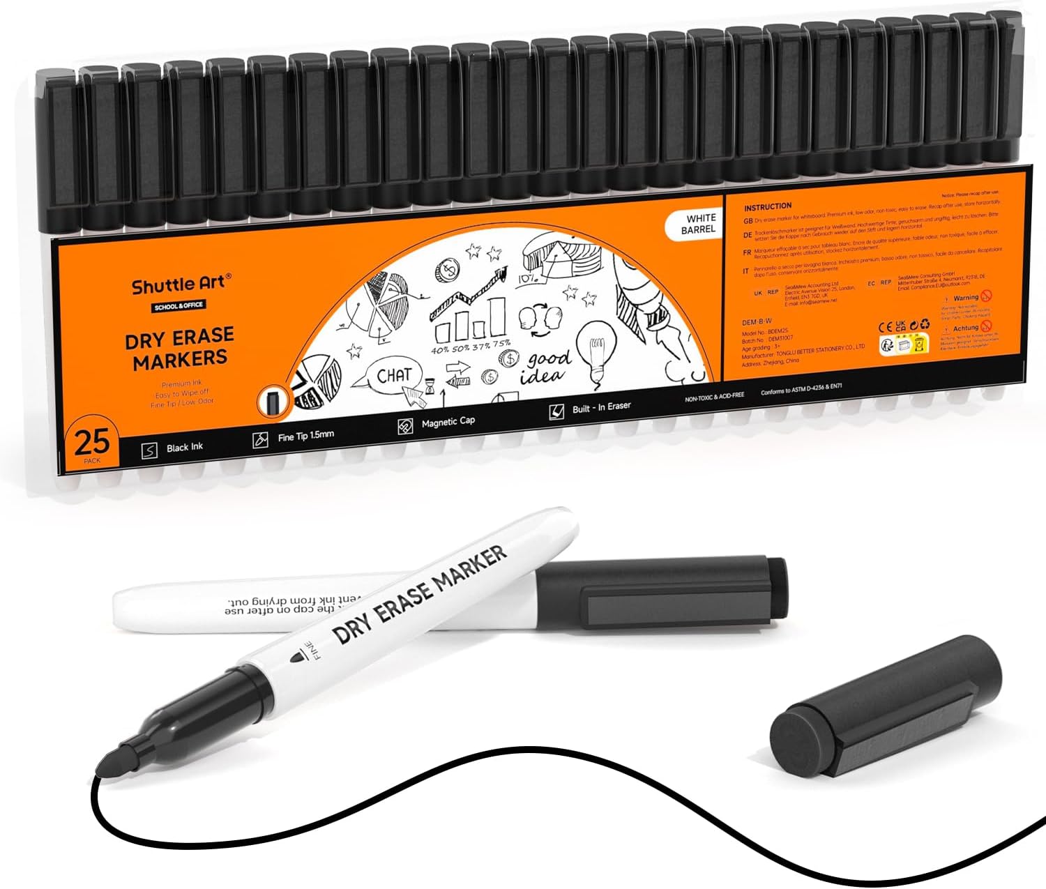Detalle de Shuttle Art Dry-Erase Markers, 25-Pack