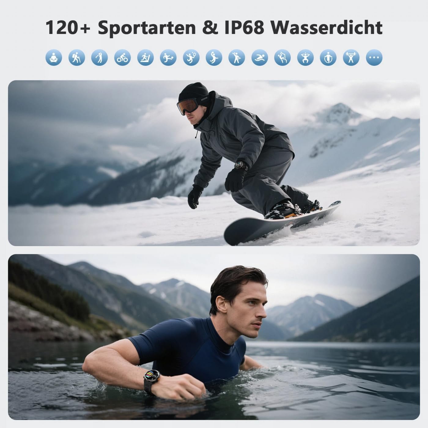 Thumbnail 5 de Montre connectée Homme Bluetooth, IP68, 30 jours d’autonomie – Noir