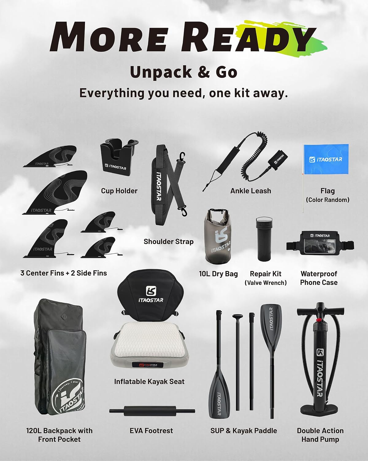 Thumbnail 6 de iTAOSTAR City Park 12' x 35" Extra Wide Paddle Board with Seat — All-in-One Premium SUP Kit