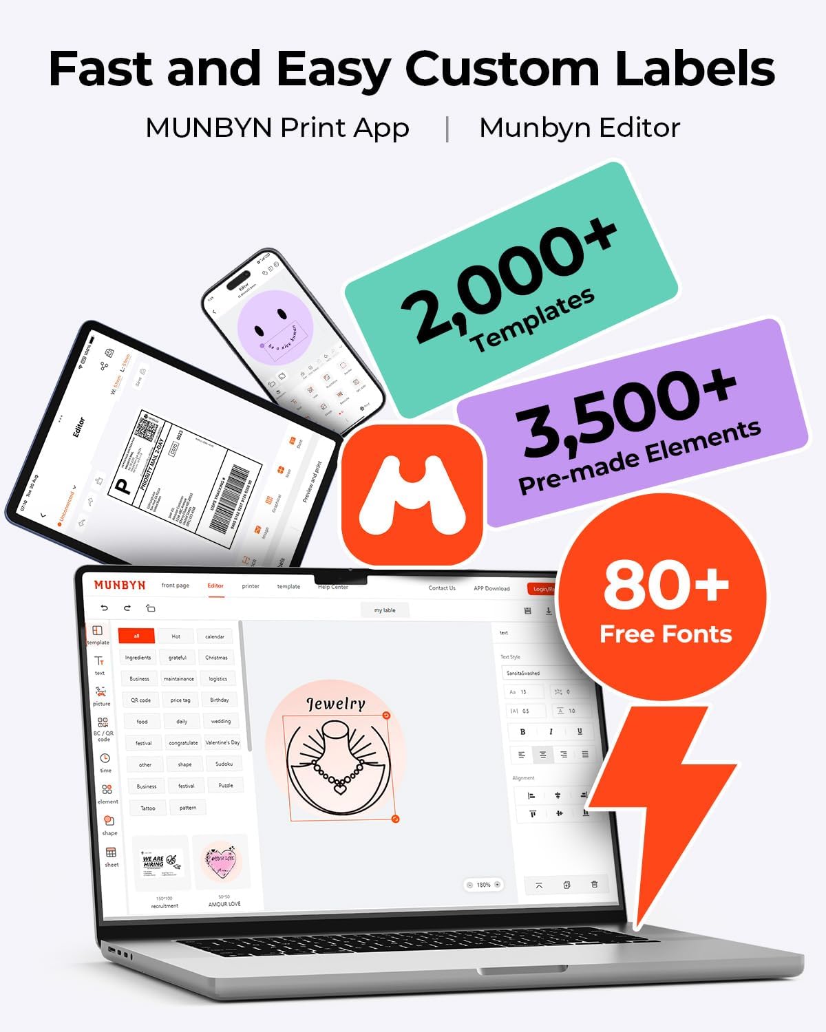 Thumbnail 4 de MUNBYN Bluetooth 4x6 Thermal Label Printer