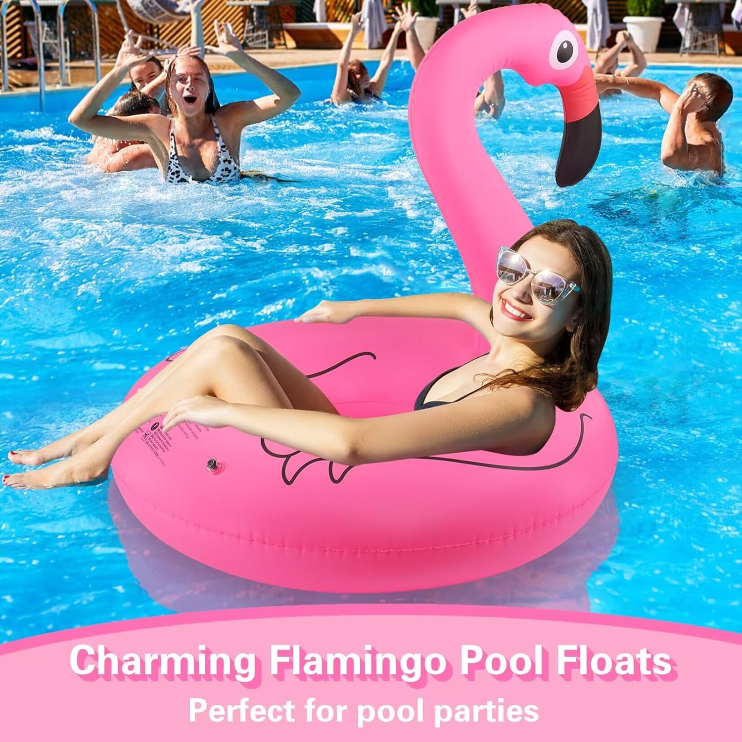 Thumbnail 5 de DeeprBlu Bouée Piscine Adulte 107 cm – Radeau Flamingo 0,35 mm, Grande Chaise Flottante Durable
