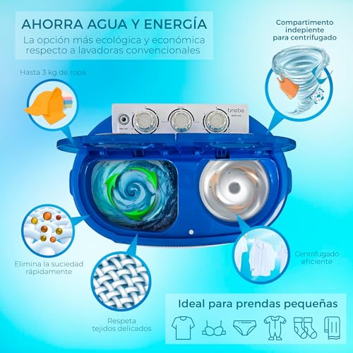 Thumbnail 2 de briebe Camp Mini Lavadora portátil con centrifugado y lavado rápido (3 kg), ideal camping y autocaravana