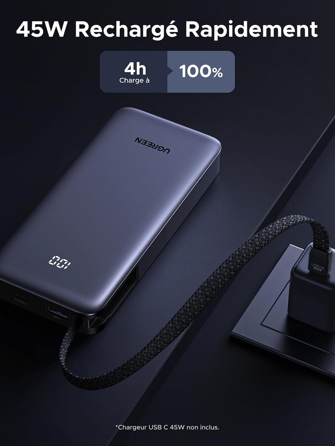 Detalle de UGREEN Nexode 45W Batterie Externe 20000mAh — Charge rapide et polyvalente