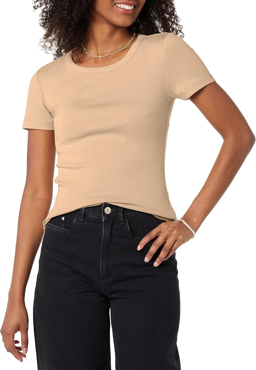 Thumbnail 1 de Amazon Essentials Damen Kurzarm T-Shirt mit Rundhalsausschnitt – Schmale Passform