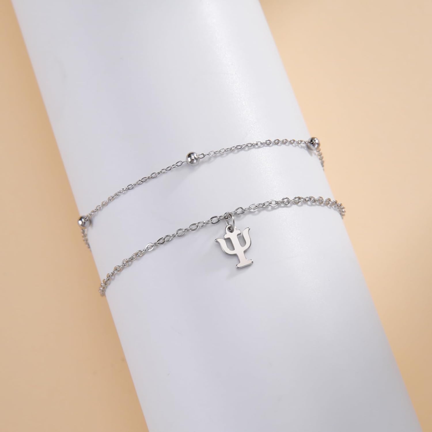 Detalle de EUEAVAN Psi Symbol Armband – Edelstahl-Schmuck für Psychologie-Freunde