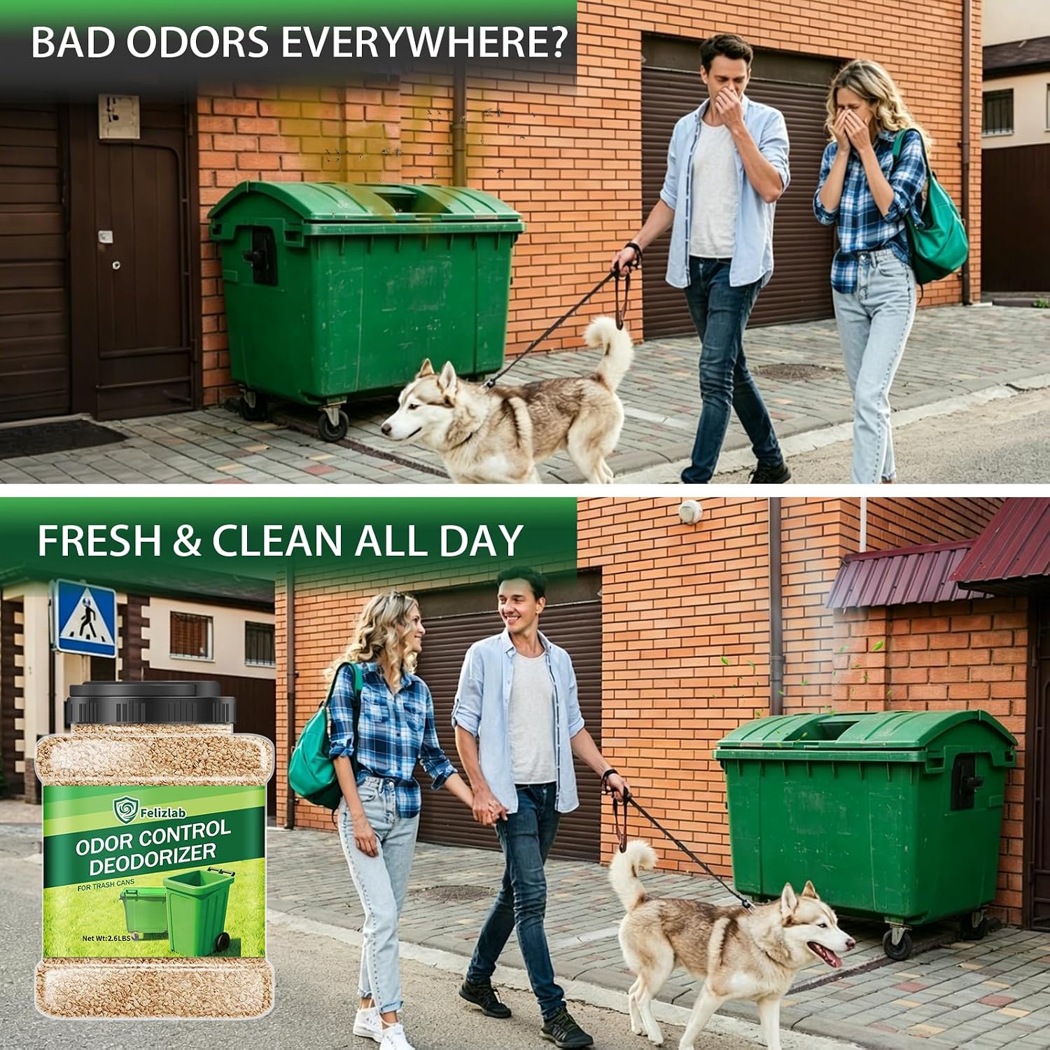 Detalle de Outdoor Trash Can Deodorizer, 2.6 lbs Corn-Cob Pellets with Lemon Scent