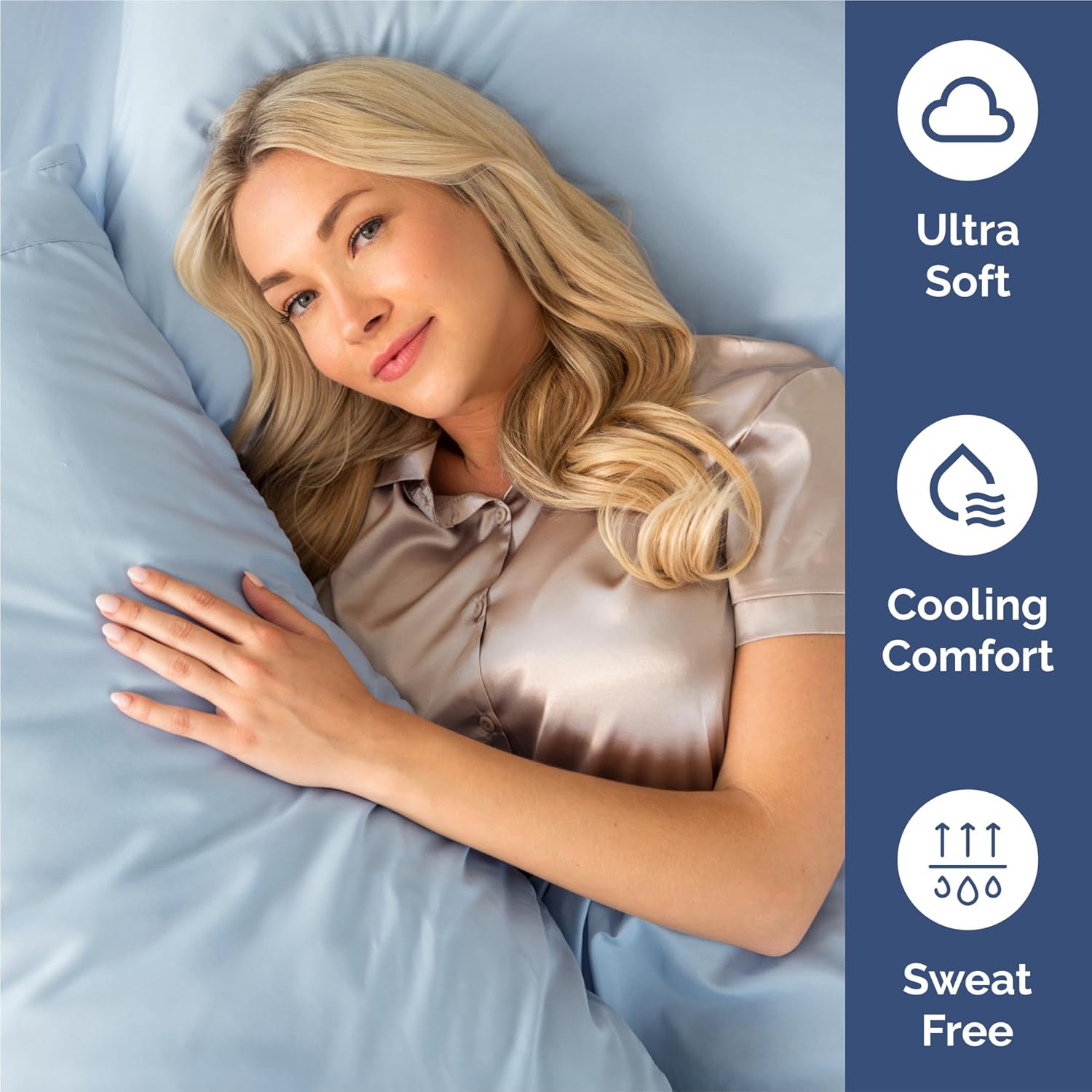 Thumbnail 3 de Split King 7 Piece Sheet Set - Comfy, Breathable & Cooling Sky Blue