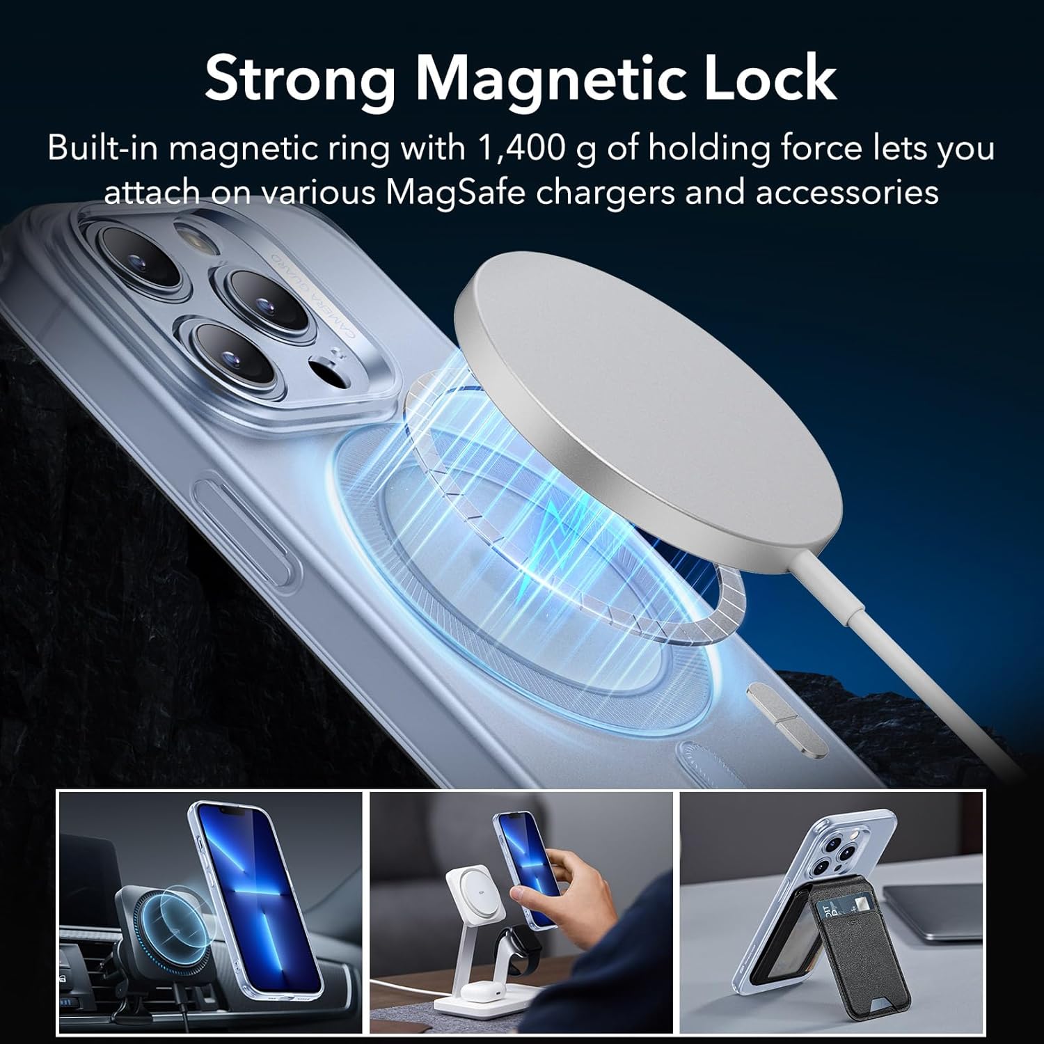 Thumbnail 4 de ESR Zero coque pour iPhone 13 Pro Max transparente fine en silicone avec MagSafe (bleu)