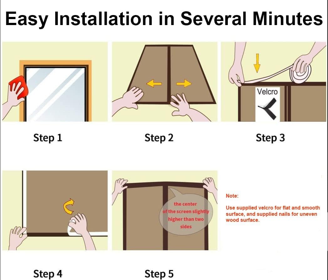 Thumbnail 4 de Magnetic Fly Screen Door (75 x 200cm) with Powerful Magnets and Anti-Mosquito Mesh Curtain, White Strips