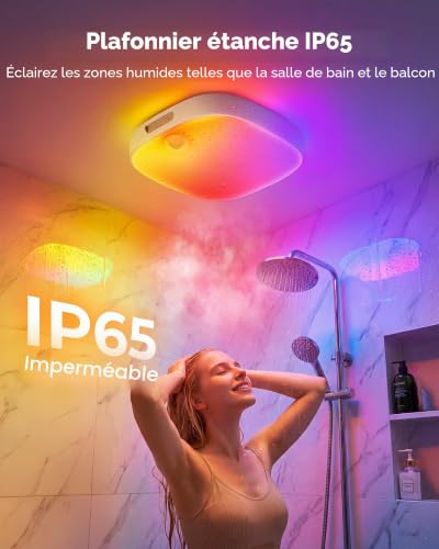 Detalle 2 de FULEN Plafonnier LED avec Détecteur de Mouvement – IP65, Batterie 10000 mAh, RGB et Télécommande
