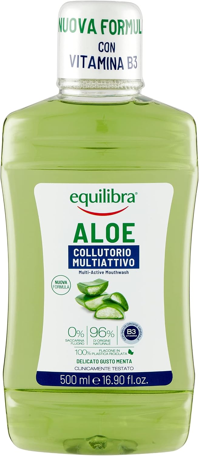 Detalle 2 de equilibra Igiene Dentale Aloe Collutorio Multiattivo al gusto menta (3 x 500 ml)
