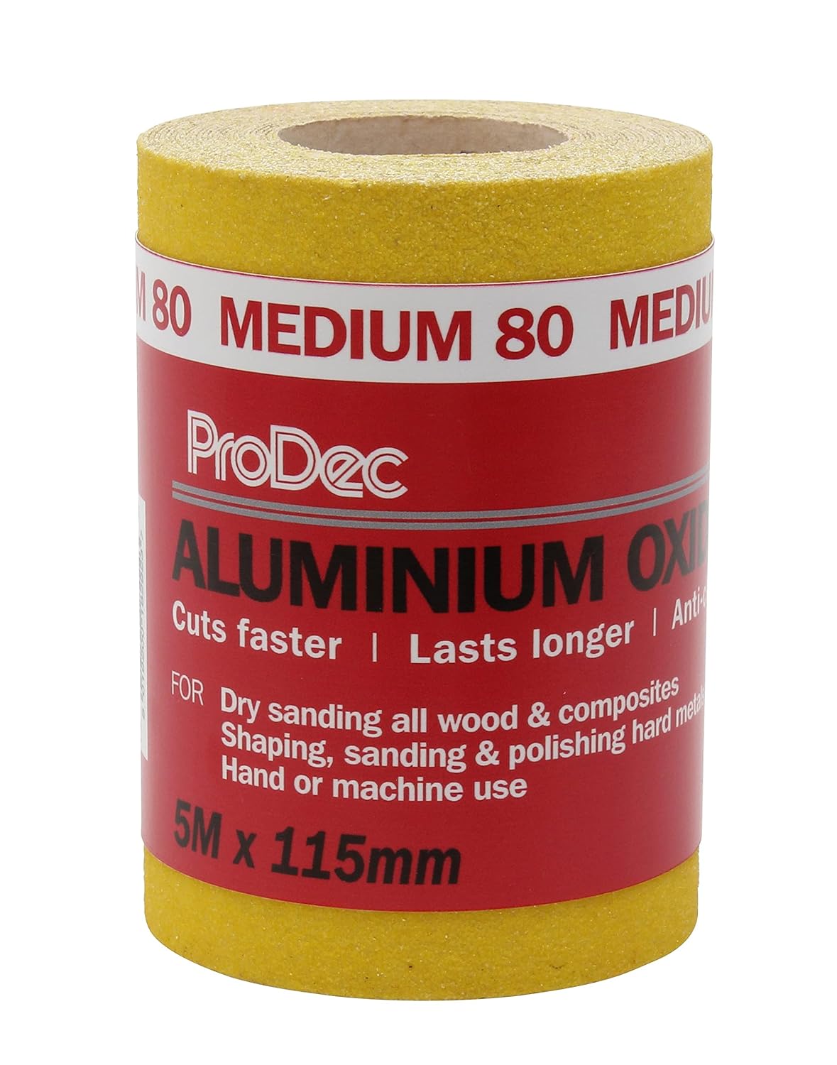 ProDec sliprulle 5 m, korn 80 i aluminiumoxid, 115 mm bred