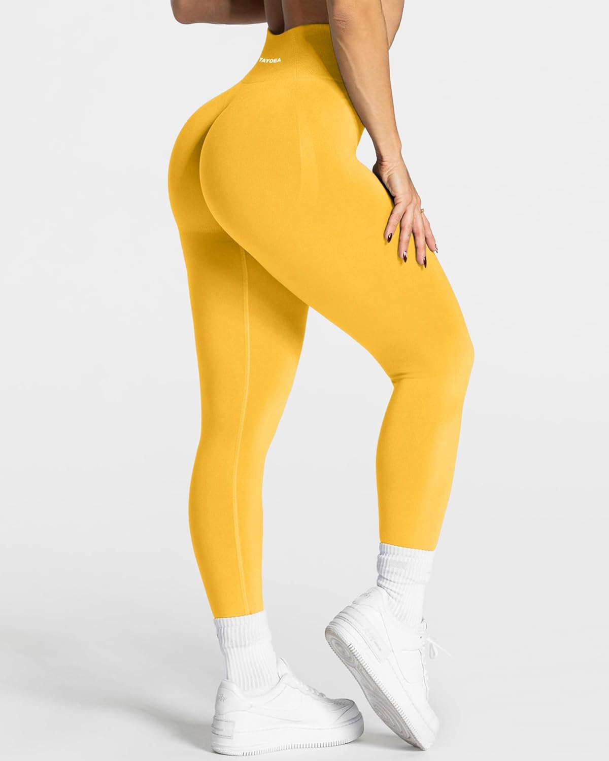 Detalle de TAYOEA Sport-Leggings Damen mit Scrunch Butt & Push-Up-Effekt, blickdichte nahtlose Sporthose für Yoga, Gym & Alltag
