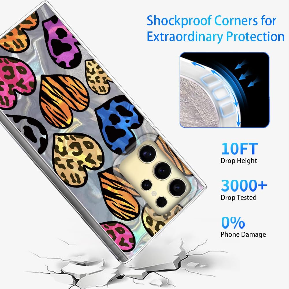 Detalle de Tedyhulle Handyhülle für Samsung Galaxy S24 Ultra mit TPU-Stoßfänger & Leopardenherz-Design