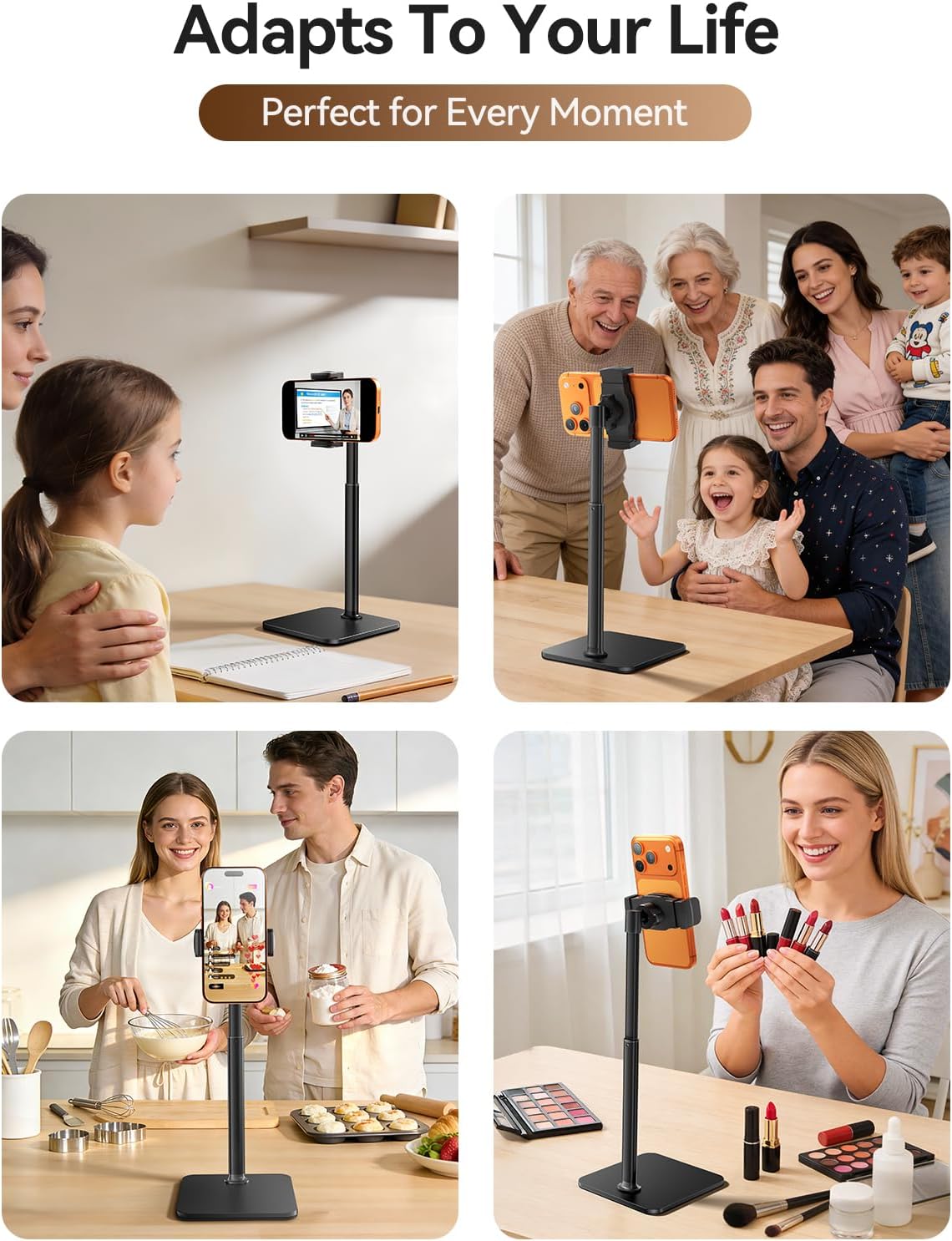 Detalle de tounee Desk Phone Stand: Height-Adjustable 8-11" for Hands-Free Recording and Streaming
