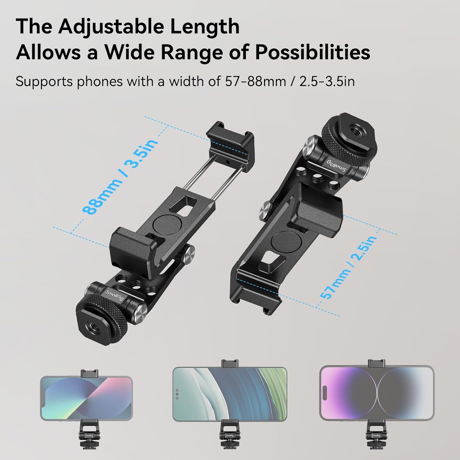 Thumbnail 1 de SMALLRIG 4382 universal phone support with cold shoe mount