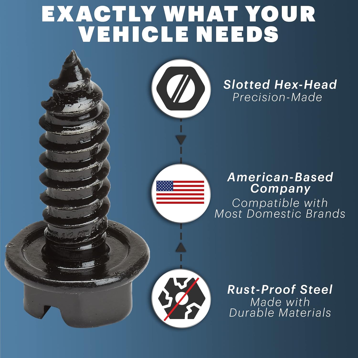 Thumbnail 3 de OttoSpeed Rustproof License Plate Screws for US Domestic Vehicles – Stainless Steel, Black-Slotted (4-Pack)