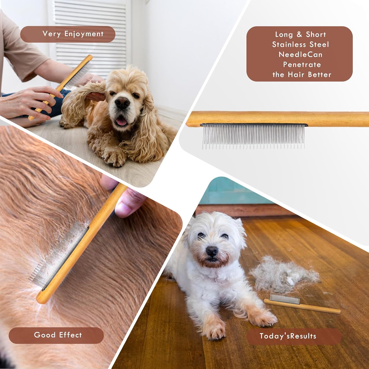 Thumbnail 6 de COZYGIFT Dog Slicker Brush for Dogs – Long-Hair Doodle Brush with 2‑in‑1 Detangling Comb