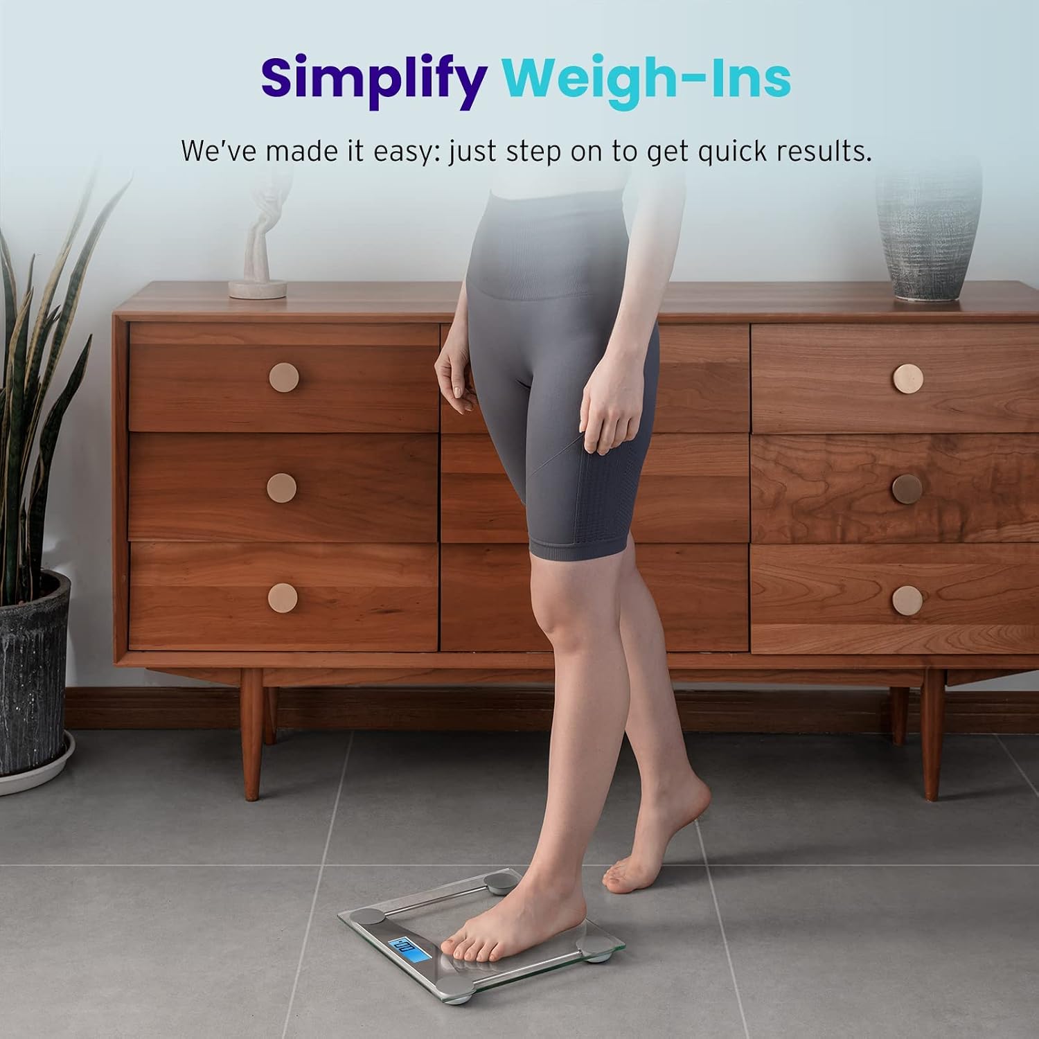 Detalle de Etekcity EB4074C Digital Bathroom Scale, 400 lb, 6 mm Tempered Glass