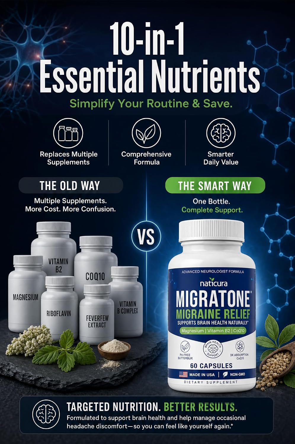 Detalle de Naticura Migraine Support Supplement, 60 Capsules