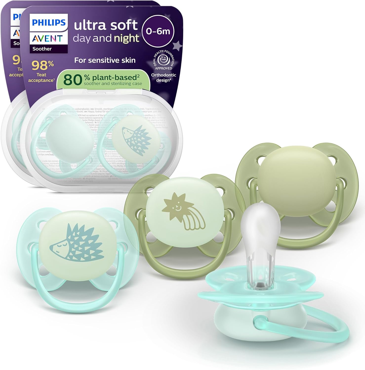 Thumbnail 6 de Philips Avent Sucettes ultra-douces SCF091/50 — lot de 4, téterelle orthodontique en silicone végétal sans BPA