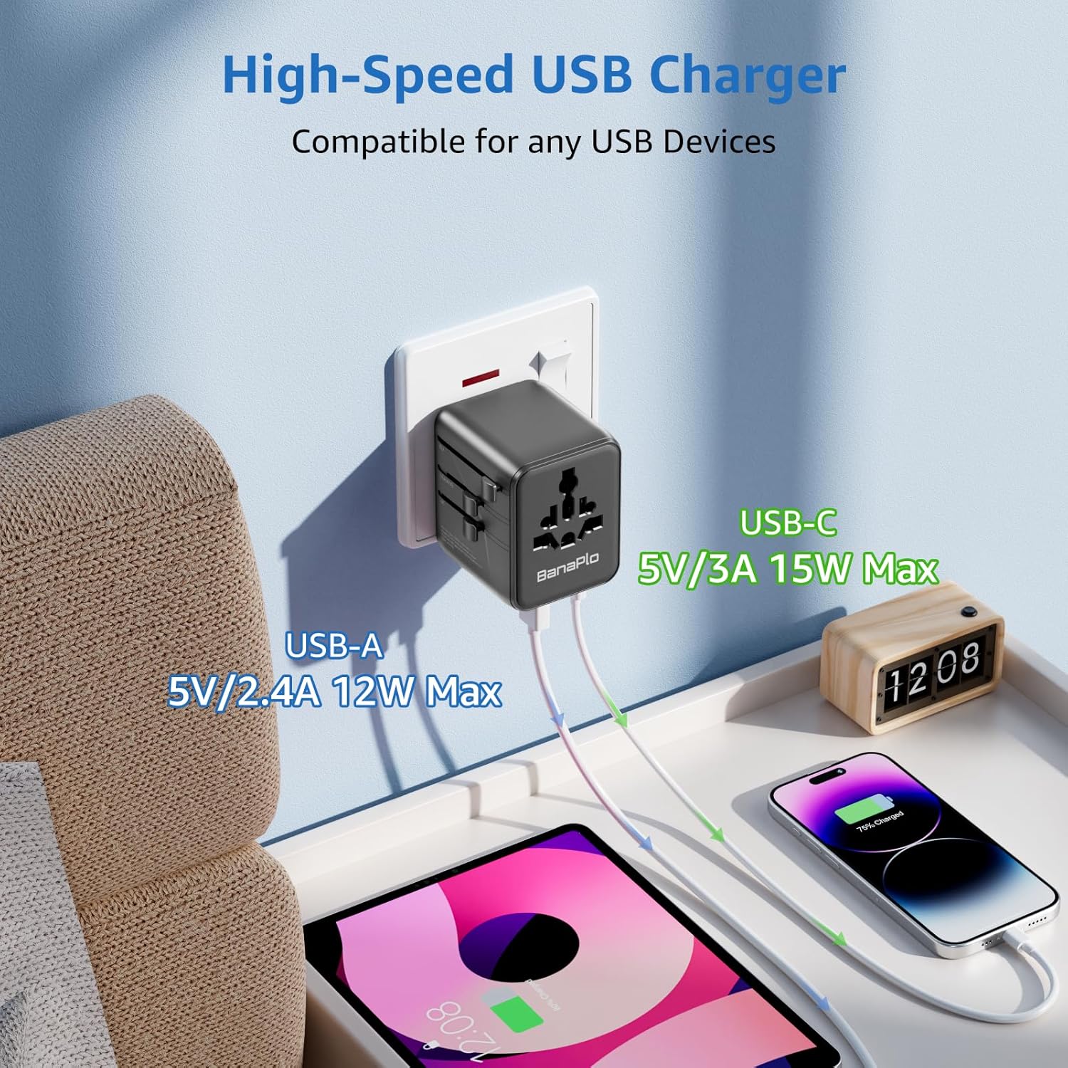 Thumbnail 4 de Universal Travel Adapter 28W with 3 USB‑C