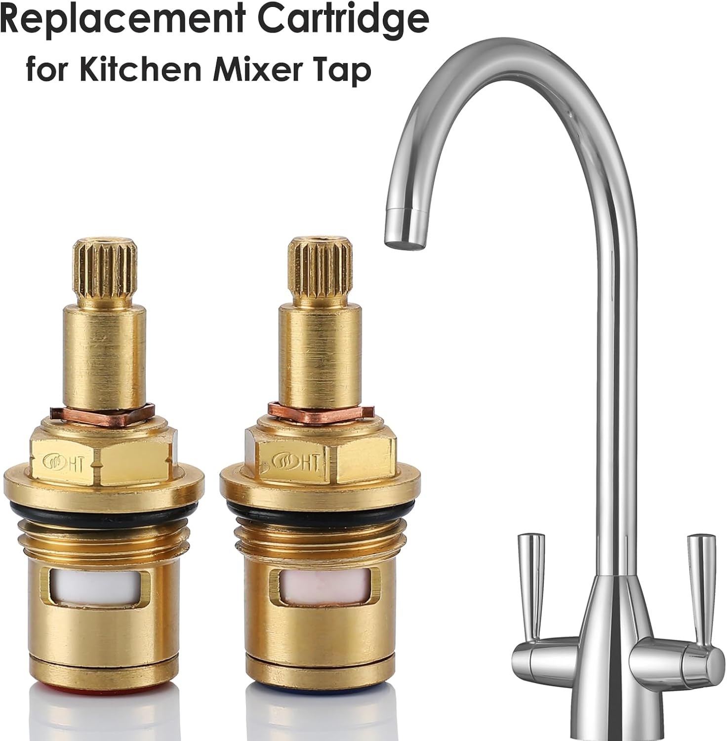 Detalle 2 de 2 Pack Mixer Tap Cartridge 1/4 Turn 20 Spline Brass