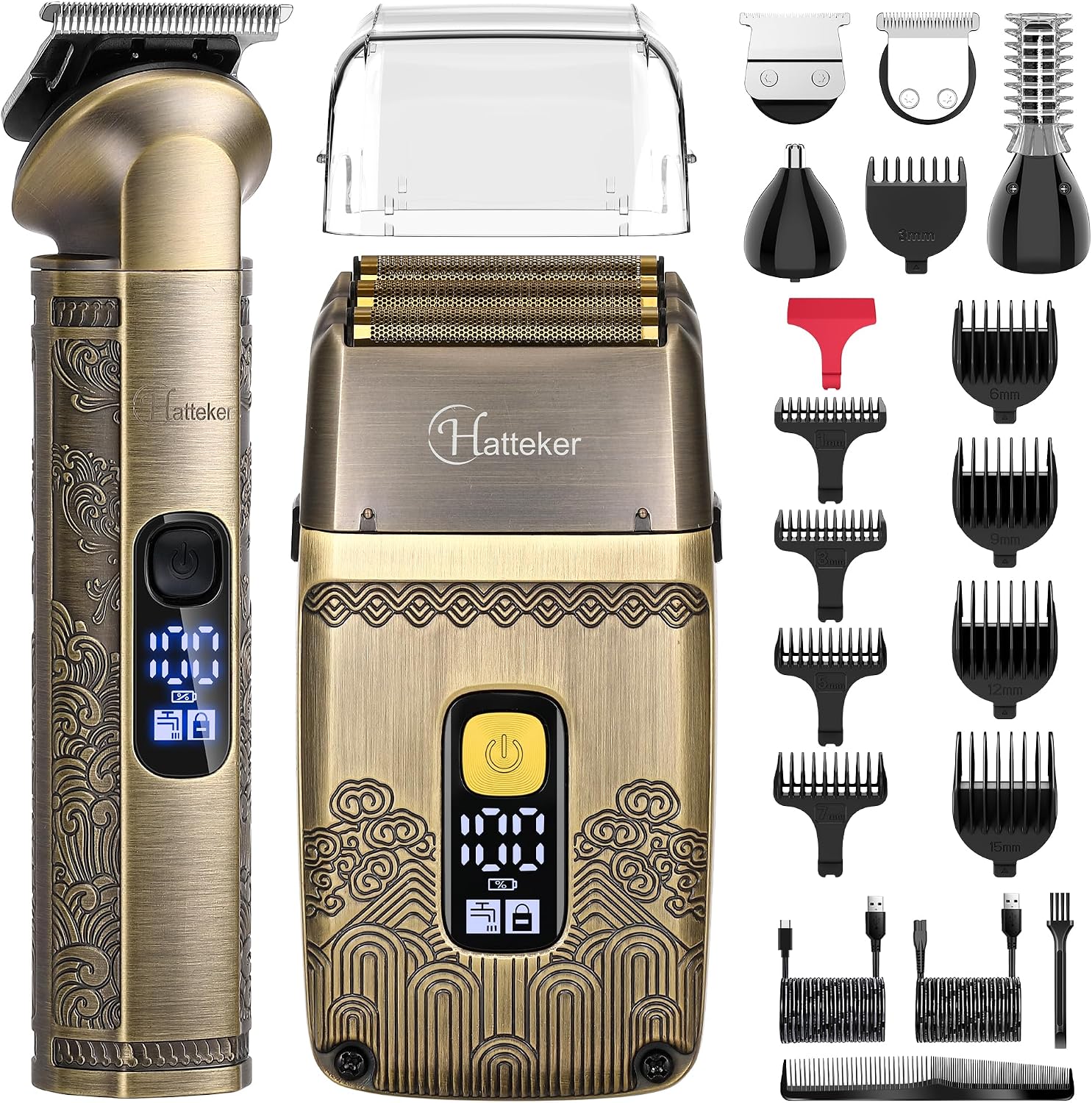 Detalle de Hatteker Men's Beard Trimmer Professional Cordless Waterproof Grooming Kit