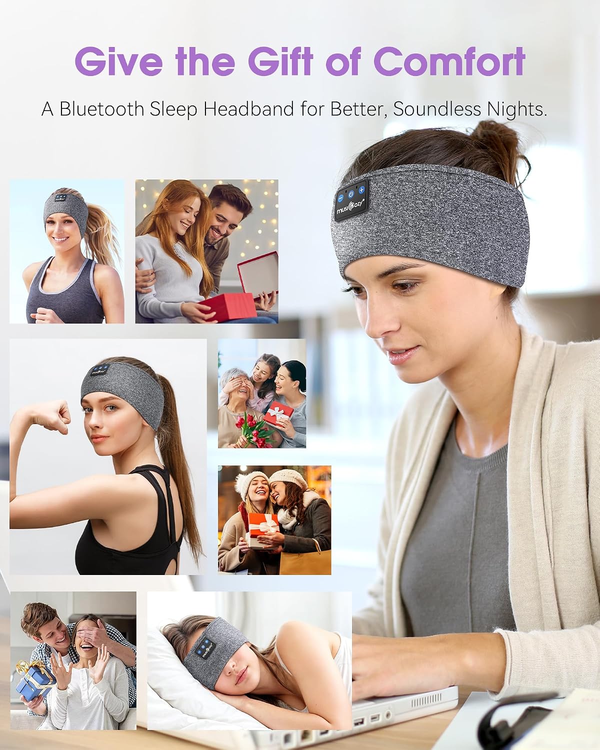 Detalle 1 de MUSICOZY GH02 Bluetooth Sleep Headband Headphones for Sleep and Sports