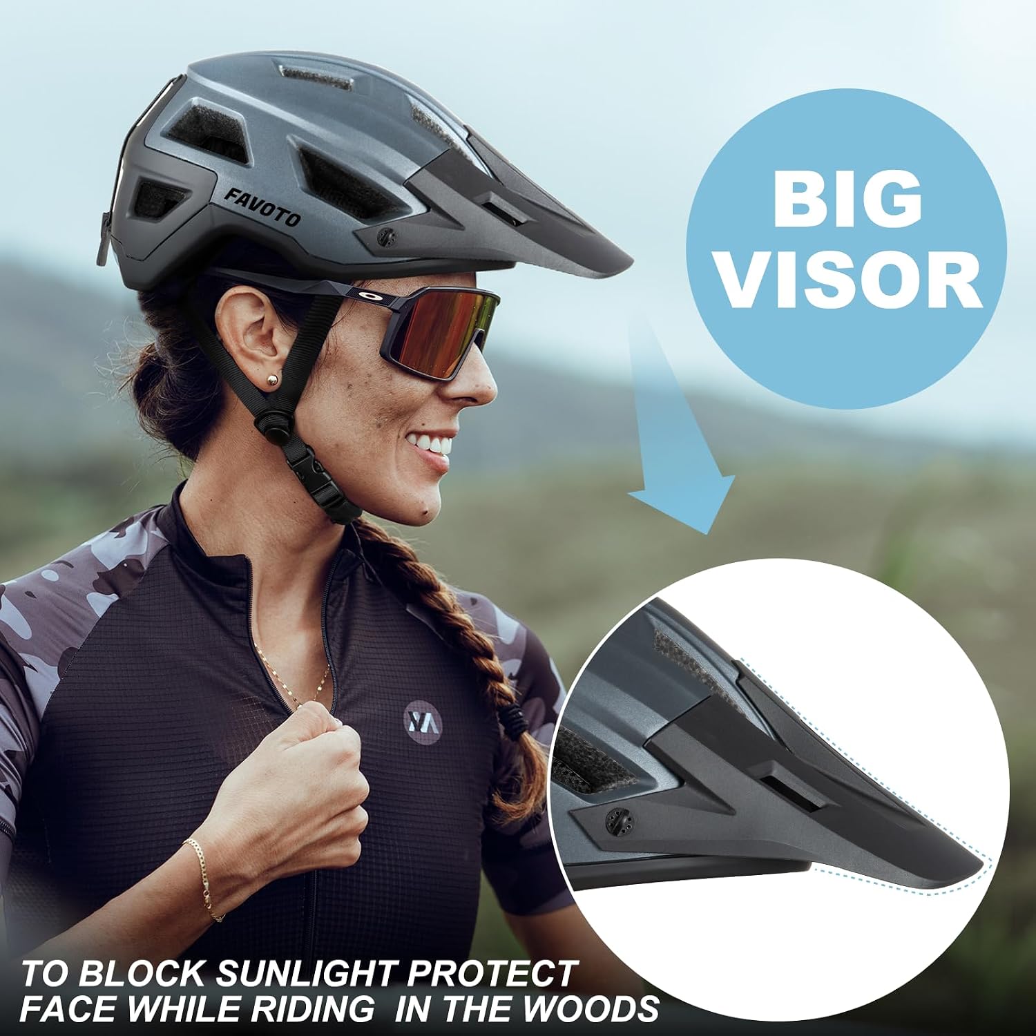 Detalle 2 de Favoto Mountain Bike Helmet lightweight bike helmet
