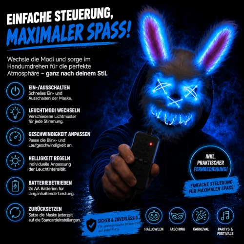 Detalle de TK Gruppe Timo Klingler Maschera horror a LED ispirata a The Purge
