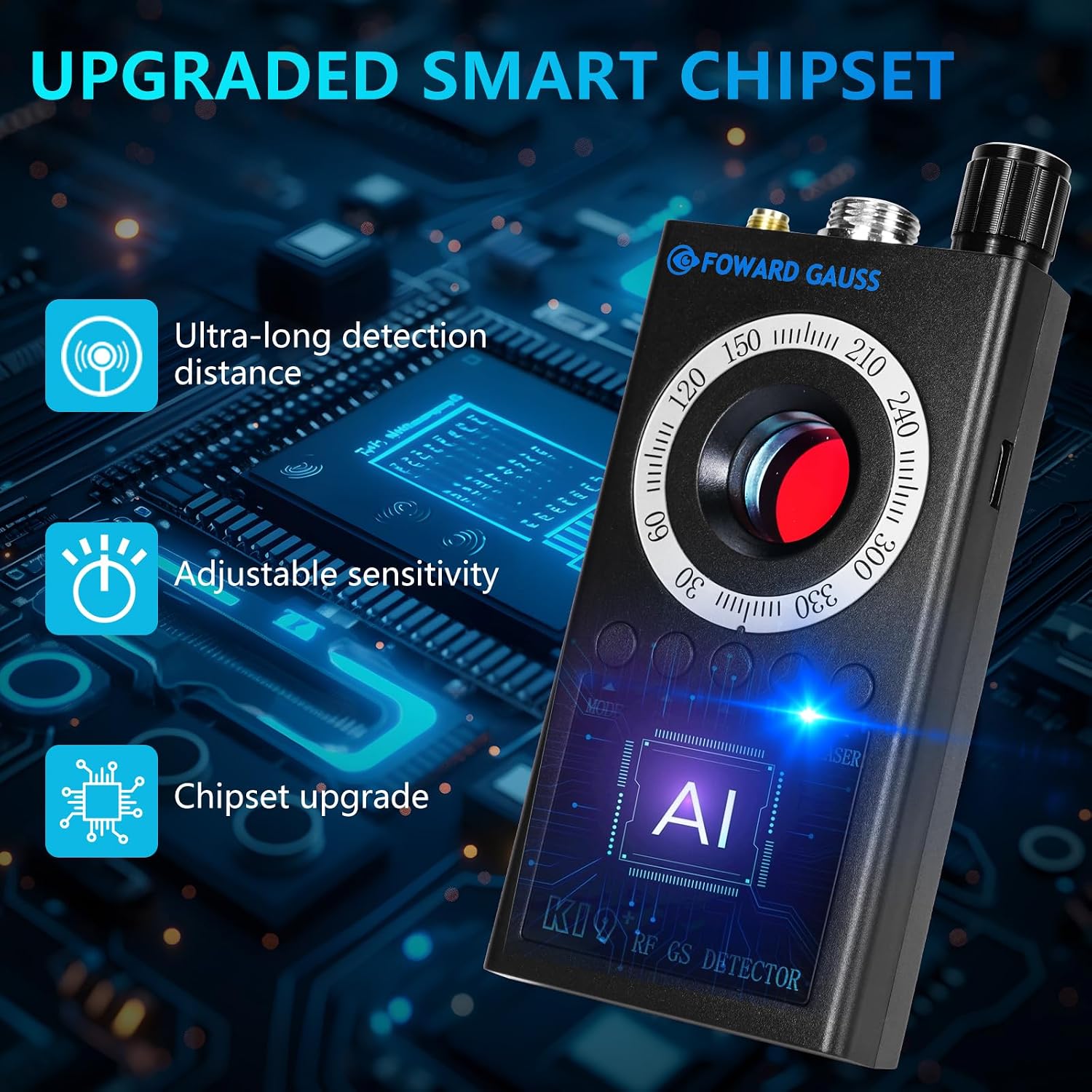 Detalle 2 de FOWARD GAUSS Hidden Camera Detector with Adjustable Sensitivity and LED Display