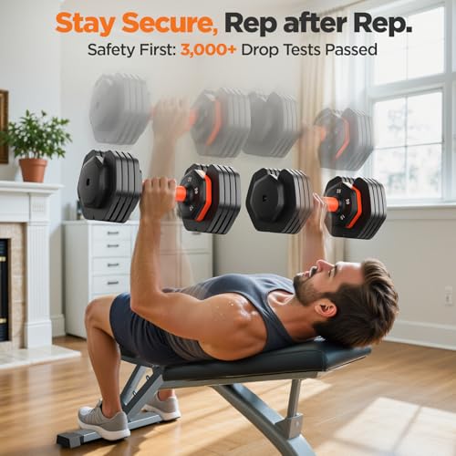 Detalle de LifeOG 2026 Updated Adjustable Dumbbell Set (2x 25 lbs) with 5-Weight Options