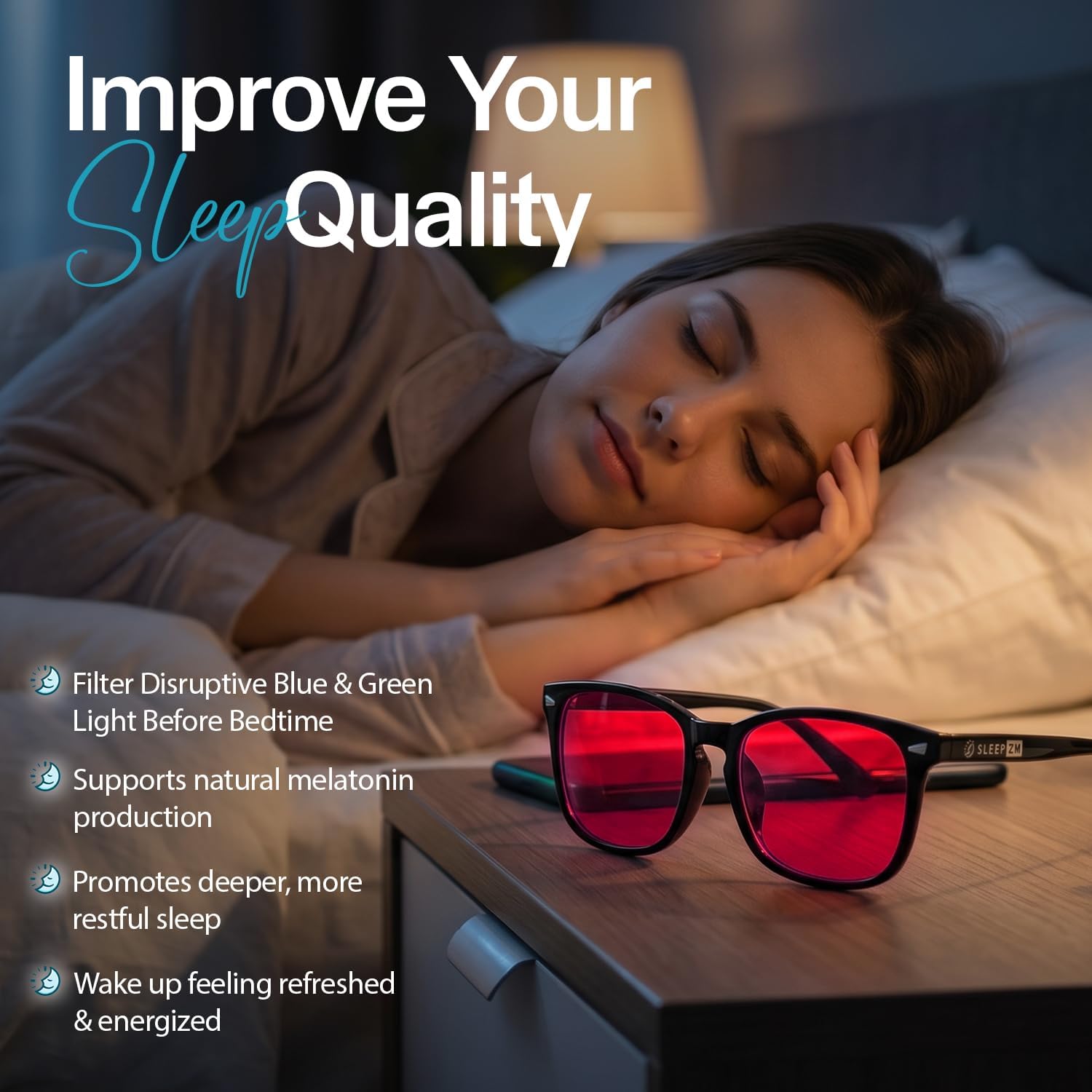 Detalle 2 de Sleep ZM Blue Light Blocking Glasses with 13-Lens System for Sleep & Light Sensitivity