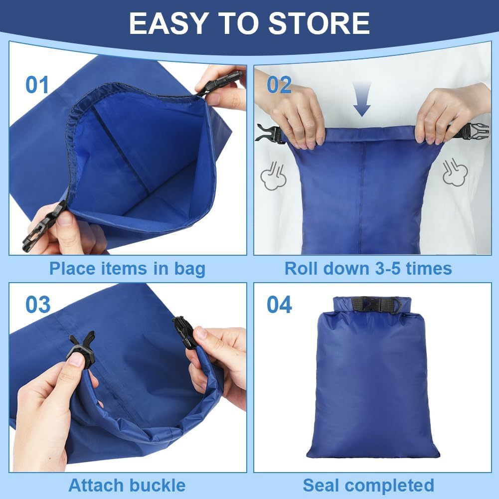 Detalle de vsshe Waterproof Dry Bags 6PCS (1.5L–8L) – lightweight waterproof dry bag set for kayaking, rafting and hiking