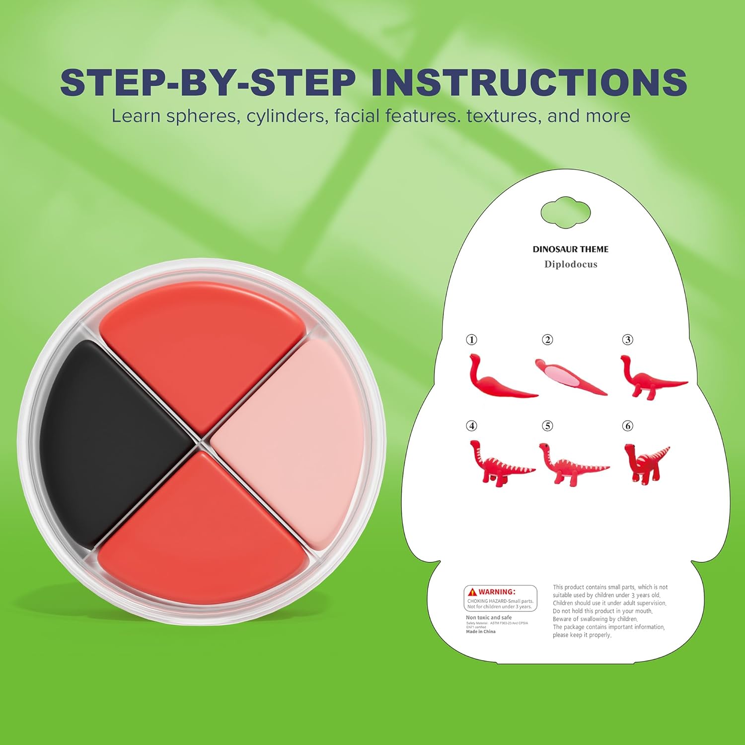 Detalle de Aestd-ST LKL101 Air-Dry Clay Kit, Dinosaur Theme, 12 Boxes and 4 Tools